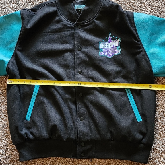 Cheersport National Champion varsity jacket black body and turquoise sleeve XXXL - Picture 7 of 11